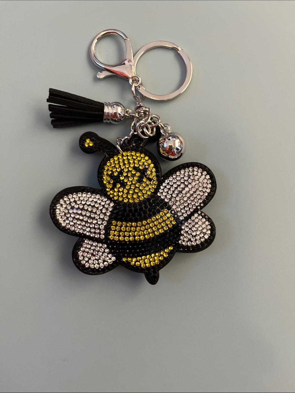Bee Crystal Tassel Keychain and Card Holder - Yellow & Black